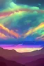 Placeholder: Landscape rainbow sky galaxy stars spaceships