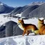 Placeholder: Extremely fat foxes sitting on a ski slope in front of a very luxurious hotel in the swiss mountains