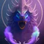 Placeholder: purple mythical creature in galaxy, teal and purple smoke, detailed, realistic, 4k