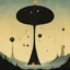 Placeholder: everything has a tail!, Surreal style by Alessandro Gottardo and Joan Miro and Zdzislaw Beksinski, world's fair structure, dark shines a hole in the soul, hot colors and cold hues, eerie, neo-surrealism, creepy, concept art, unbalanced and uncentered