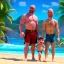 Placeholder: shirtless Walter Whites family , 8k, tropical beach background, jaun