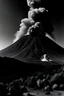 Placeholder: very grainy black and white 35 mm film photograph of a volcanic eruption on la palma, tri - x film, incredible contrast and dynamic range, landscape photography by anselm adams, full format camera, high resolution