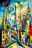 Placeholder: view of a futuristic Paris in a Kandinsky way