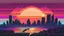 Placeholder: synth-wave, synth-wave one sun, synth-wave city, simple,iconic:1.8), comic style
