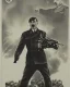 Placeholder: portrait of Hitler holding a gun, full, detailed, cinematic, post apoclypse world