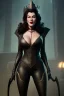 Placeholder: Ava Gardner as evil queen in black leather, busty, cleavage, curvy, angry, stern look. character design by cory loftis, fenghua zhong, ryohei hase, ismail inceoglu and ruan jia. unreal engine 5, artistic lighting, highly detailed, photorealistic, fantasy