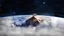 Placeholder: breathtaking, surreal landscape featuring a colossal, jagged mountain peak with patches of snow and ice, dramatically rising above a swirling sea of fluffy white clouds. The mountain should be the focal point, its rocky surface illuminated by a soft, golden light as if kissed by the first rays of dawn or the last glow of twilight. Surrounding the peak, the clouds should appear dense yet ethereal, with wisps of mist curling around the mountain's base, creating a sense of elevation
