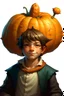 Placeholder: D&D sorceler boy with a pumpkin on his head