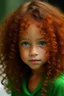 Placeholder: Mixed girl long curly reddish Orenge hair dark green eyes baby face