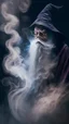 Placeholder: old wizard disappearing into thick smoke