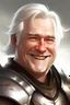 Placeholder: digital art fantasy of a young fat male warrior with white hair with no beard with an happy face without wrinkles