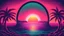 Placeholder: sun horizon stars sea retrowave neon wallpaper