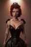 Placeholder: Scarlett Johansson as evil queen in black leather gown, cleavage, angry, stern look unreal 5, octane render,cinema4d, dynamic lighting, dramatic lighting, 4k, redshift render, highly detailed, hyper realistic