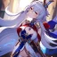 Placeholder: Clear focus,High resolution,High quality, white long fluffy hair, Red eyes, genshin warrior clothing style, curvy,Sumeru Style, Pyro vision, Holding a bow