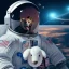 Placeholder: A Tesla Model 3 flying in outer space with a stuffed puppy in the driver’s seat