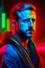 Placeholder: Ryan Gosling from Blade Runner 2049 art with neon