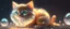 Placeholder: A cute adorable baby ginger cat made of crystal ball with low poly eye's surrounded by glowing aura, flamming sparkles highly detailed intricated concept art trending artstation 8k