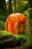 Placeholder: An orange lightning elemental jellyfish cyclops designed in Maori sculptures painted by Paul Ranson