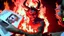 Placeholder: delivery driver summons demon by burning old antique photos in big fire