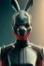 Placeholder: MCU Portrait, Front image, cyberpunk rabbit woman, mask, black red color, latex suit, photo studio, highly detailed, concept art, smooth, unreal engine 5, god rays, ray tracing, RTX, lumen lighting, ultra detail, volumetric lighting, 3d, finely drawn, high definition, high resolution.