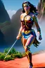 Placeholder: hyper realist, hyper detailed, stunningly beautiful Wonder woman, MO-DI CARTOON style