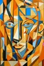 Placeholder: Futurism cubist painting, portrait face of fashion designer Paul Smith.