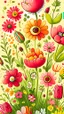 Placeholder: Spring flowers, art, drawing, very illustrative, children book style, detailed, vibrant colors.