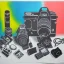 Placeholder: elements of photographic equipment. poster graphics. high detailed. acrylic painting and ink.