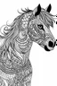 Placeholder: create a 2d black outline, "horse coloring book for girls", coloring page, low details design, black contour, coloring page design, simple background, colorful , card style, coloring page for girls, white background, sketch style