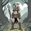 Placeholder: [mexican comics Head Lopper style by Andrew MacLean] IBarbaraa female elf druid of 35 years old. she spent her life learning the ways of nature and the p ower it contains. she worked in the fields with her boots.