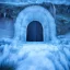 Placeholder: ethereal winter flowers, carved ice door at the end of ice steps, magical atmosphere, Beardsley, Unreal render, mdjourny v3 style, cinematic blue