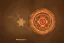 Placeholder: a fiery wheel with 100 eyes floating above the ground, a laser beam pentagram floating above the ground, celtic knot bronze floating, golden ratio, spring time, mushrooms, 8k, flickering light, centered, high-quality, fine-detail, digital art, detailed matte, volumetric lighting, illustration, 3D octane render