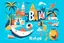 Placeholder: cool fun beach brand beach wear design abstract objects like havana brand full page like basqiat