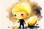 Placeholder: cute chibi mark zuckerberg with a big garlic in sunshine, watercolor and black in outlines, golden glitter, ethereal, cinematic postprocessing, bokeh, dof