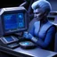 Placeholder: [the tricorder is plugged with a cable on the console] The Andorian communication officer delicately plugged the tricorder into the console, the soft blue light casting a gentle glow over their indigo skin. The device hummed to life, displaying intricate data streams and complex readings on the viewscreen.