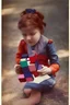 Placeholder: Little girl and aRubik's cube, autochrome, 1900s