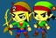 Placeholder: Cartoony and muscular Captain Jack Sparrow, Legend Of Zelda: Wind Waker style, stylized, colorful, adventurous.