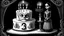 Placeholder: draw a birthday cake with logo number 23 or one candle 23 .Insanely detailed Addams Family movie still with Barbie dolls, art by tim burton