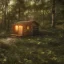 Placeholder: shack in a wild forest