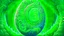 Placeholder: Fantasy digital illustration: magical green swirly stone gem with Hawaiian carvings.