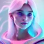 Placeholder: A portrait of a crystalised girl,smiling, longs hairs white , atmospheric, realistic,, cinematic lighting, octane render,, pink turquoise light, diadème