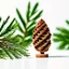 Placeholder: cedar cone, a piece of wood and a plant on a white background