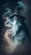 Placeholder: old wizard disappearing into thick smoke