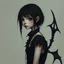 Placeholder: a pretty girl, skinny, dark hair, gothic clothes, dark fantasy, pale, stylised, young, art