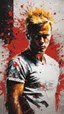 Placeholder: A ultra realistic poster of Armin Van Buuren face as Bart Simpson in the red matrix , by Daniel Castan :: Carne Griffiths :: Andreas Lie :: Russ Mills :: Leonid Afremov, dark background, high detail, DJ pose