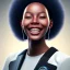 Placeholder: Ultra realistic photo. volumetric lighting , scientist. Young black woman, young, big smile. Joy. smiling. Afro futurism