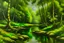 Placeholder: oil painting panorama of forest and water