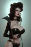 Placeholder: Rita Hayworth as evil queen in black leather, busty, cleavage, curvy, angry, stern look. character design by cory loftis, fenghua zhong, ryohei hase, ismail inceoglu and ruan jia. unreal engine 5, artistic lighting, highly detailed, photorealistic, fantasy