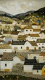 Placeholder: A white simple village with eyes painted by Gustav Klimt