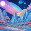 Placeholder: Colourful, peaceful, night sky filled with galaxies and stars, rock formations, trees, flowers, one-line drawing, sharp focus, 8k, 3d, intricate, ornate